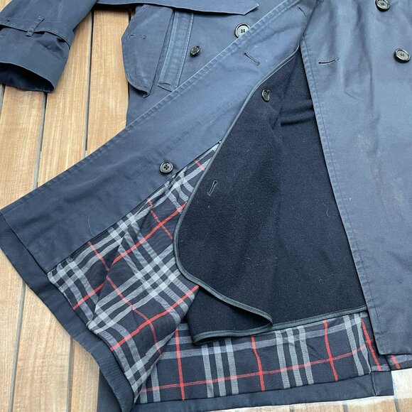 Women's Vintage Burberry Trench Coat with Button-In Wool Liner - Navy - Picture 2 of 2